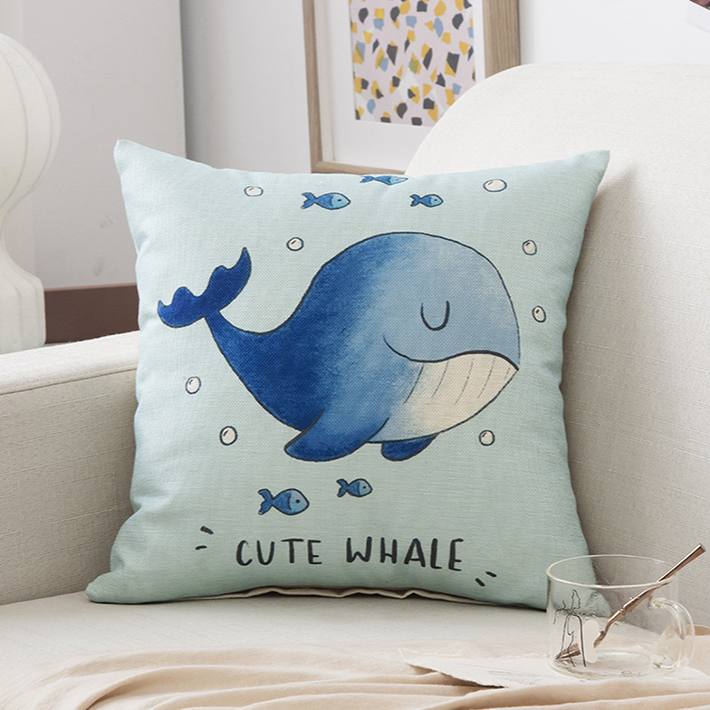 Kids Cartoon Linen Pillow Cover 45x45cm – Soft & Durable