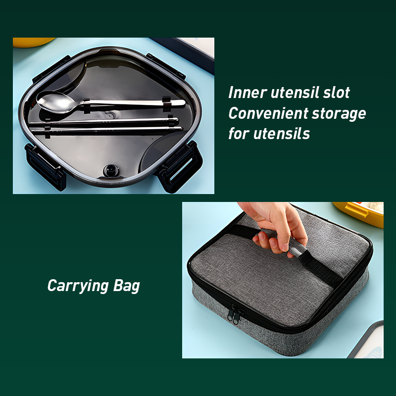 304 Stainless Steel Bento Lunch Box – Leakproof, 3-Compartments, Large-Capacity Portable Food Container with Handle for Adults and Kids