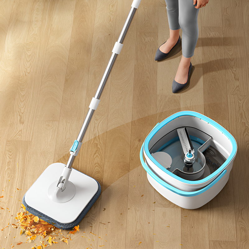 Self-Wringing Spin Mop with 5 Cotton Heads – Dual Water Tank Mop Bucket for Effortless Cleaning