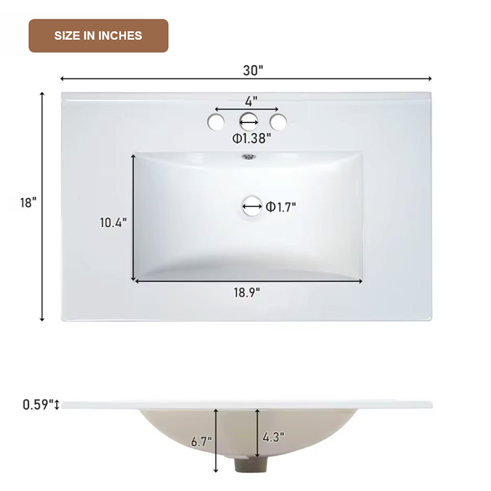 Modern Bathroom Vanity with Sink – Solid Wood Cabinet with Drawer & Soft-Close Doors, Undermount Combo Sink & Ample Storage