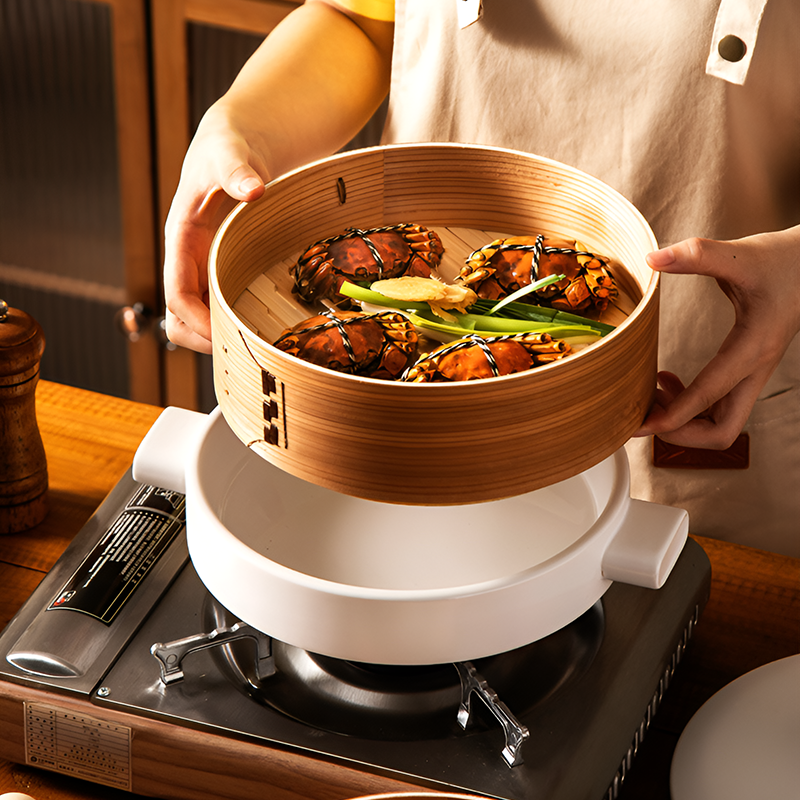 Double-Layer Ceramic Steamer Casserole – High-Temperature Resistant Soup & Steaming Pot for Gas & Open Flame Cooking