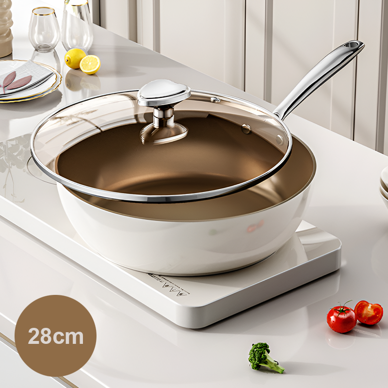 Ceramic-Coated Titanium Wok – Smoke-Free, Scratch-Resistant Cooking Pan