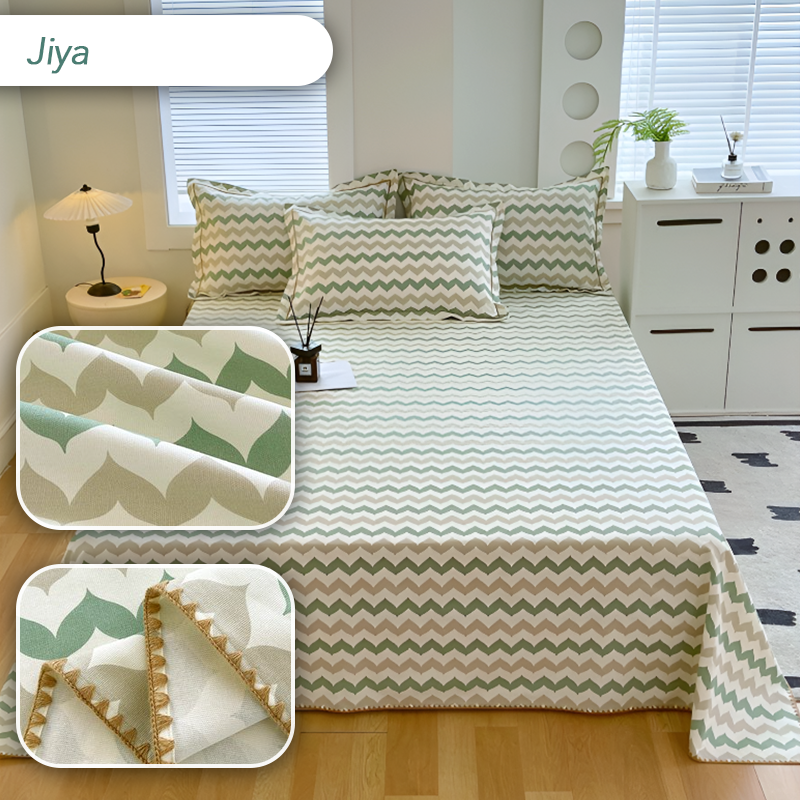 100% Cotton Coarse Cloth Summer Bedspread – Shell Edge Cool Mat & Linen Three-Piece Set – Great fit for Queen and King Beds