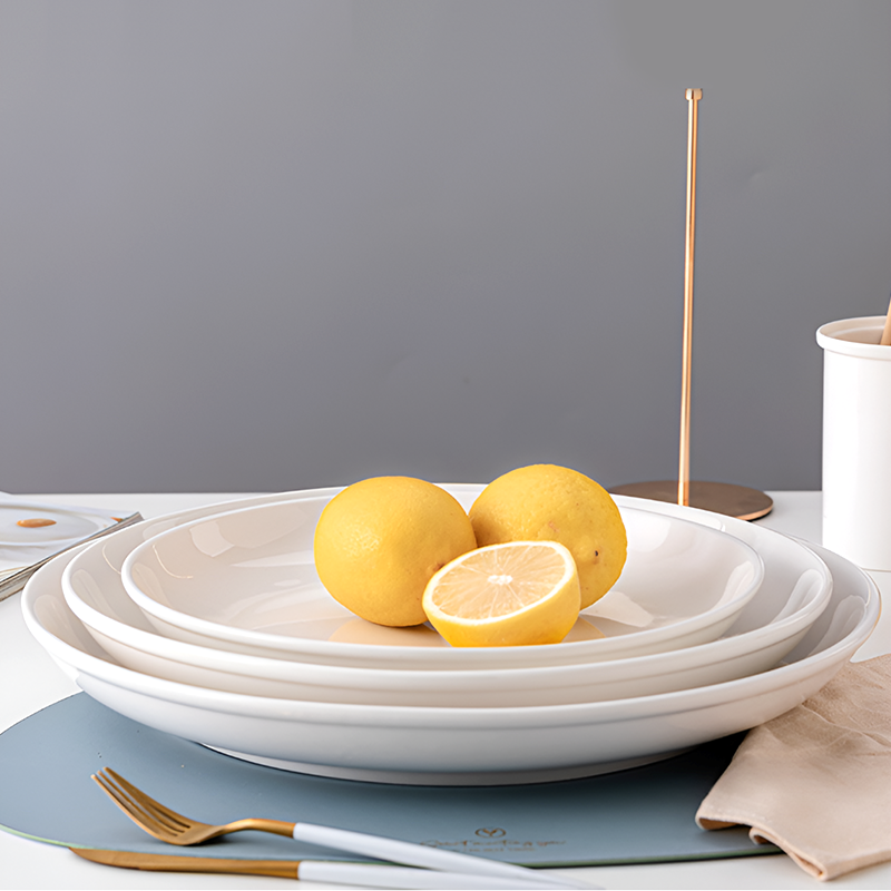 Set of 2 – Large Ceramic Serving Plate – Deep Round Dish