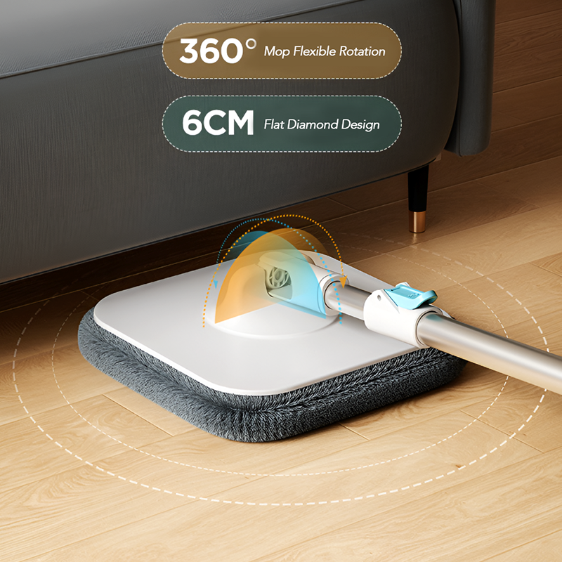 Self-Wringing Spin Mop with 5 Cotton Heads – Dual Water Tank Mop Bucket for Effortless Cleaning