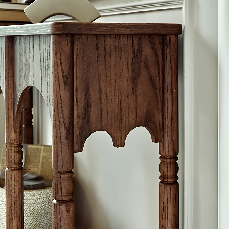 Solid Wood Retro Console Table – Entryway & Living Room Side Table