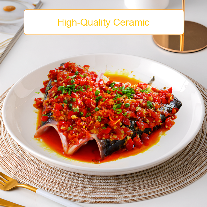 Set of 2 – Large Ceramic Serving Plate – Deep Round Dish
