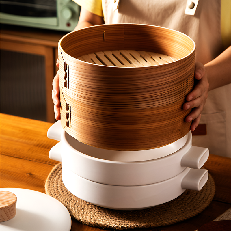 Double-Layer Ceramic Steamer Casserole – High-Temperature Resistant Soup & Steaming Pot for Gas & Open Flame Cooking