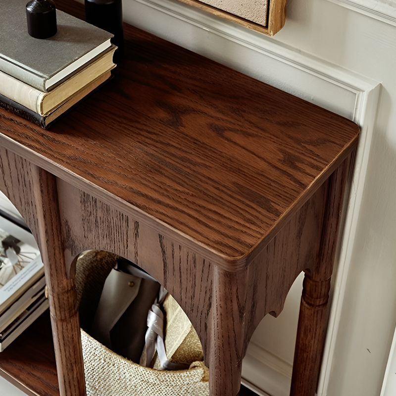 Solid Wood Retro Console Table – Entryway & Living Room Side Table