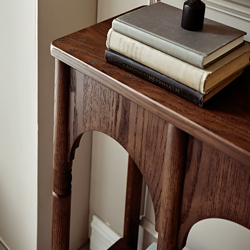 Solid Wood Retro Console Table – Entryway & Living Room Side Table