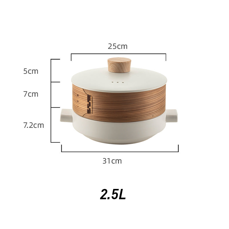 Double-Layer Ceramic Steamer Casserole – High-Temperature Resistant Soup & Steaming Pot for Gas & Open Flame Cooking