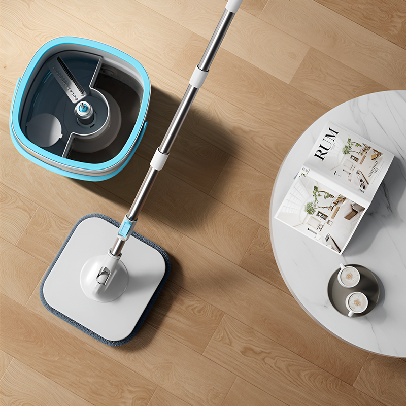 Self-Wringing Spin Mop with 5 Cotton Heads – Dual Water Tank Mop Bucket for Effortless Cleaning