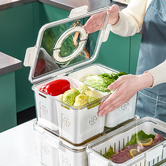 Multi-Compartment Food Storage Box – Airtight, Freezer-Safe Fruit & Vegetable Organizer (1 to 4 Compartments)