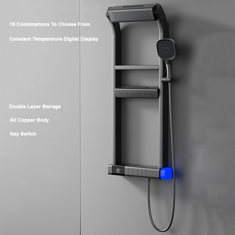 Multi-Functional Pressurized Shower Head Set – Double-Layer Storage for Bathroom