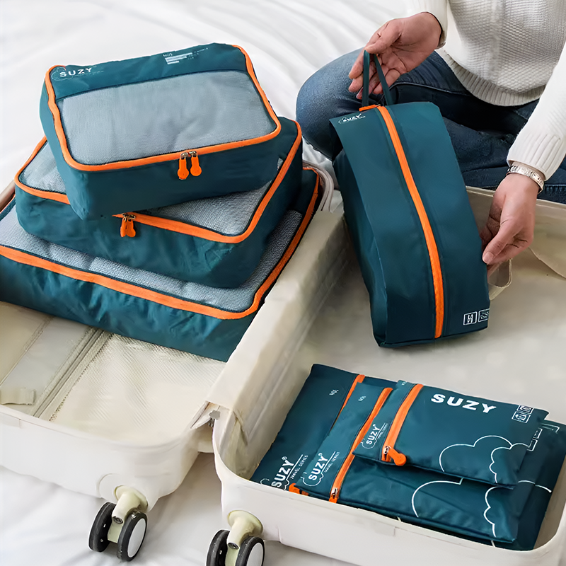 7-Piece Travel Packing Cubes Set – Waterproof Luggage Organizer Bags for Clothes, Shoes & Accessories | Portable Clothing Storage Bags for Suitcases & Travel
