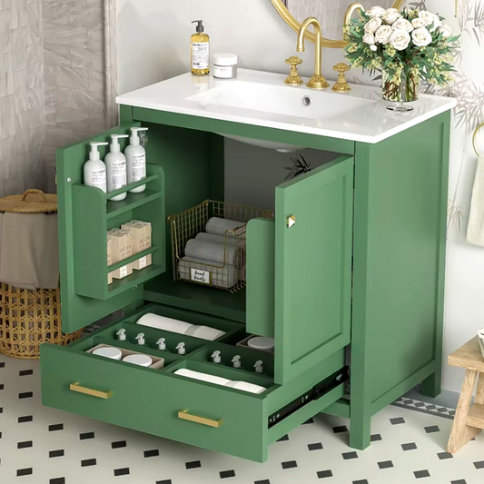Modern Bathroom Vanity with Sink – Solid Wood Cabinet with Drawer & Soft-Close Doors, Undermount Combo Sink & Ample Storage