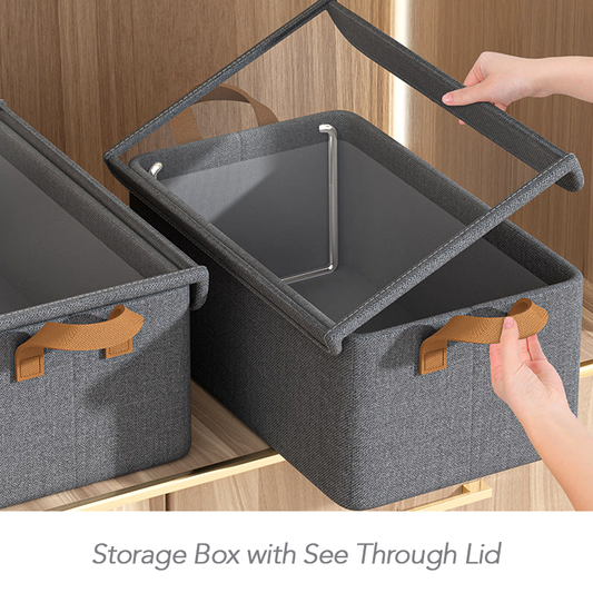 Large Fabric Clothes Storage Box with Lid – Foldable Drawer Organizer for Pants, Wardrobe, and Closet