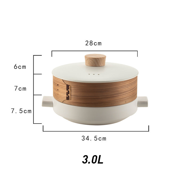 Double-Layer Ceramic Steamer Casserole – High-Temperature Resistant Soup & Steaming Pot for Gas & Open Flame Cooking