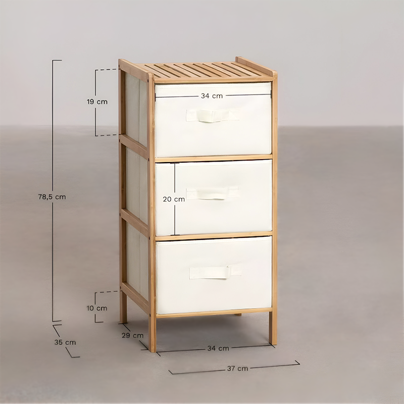 Bamboo Wood Fabric Drawer Storage Cabinet – 6/3 Drawer Organizer for Bedroom, Kids Room & Closet