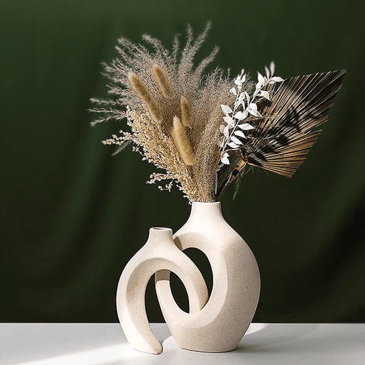 Snuggle - Modern Nordic Ceramic Vase - Abstract Minimalist Sculptural Design, Flower Holder for Home & Office Decor, European Light Luxury Style