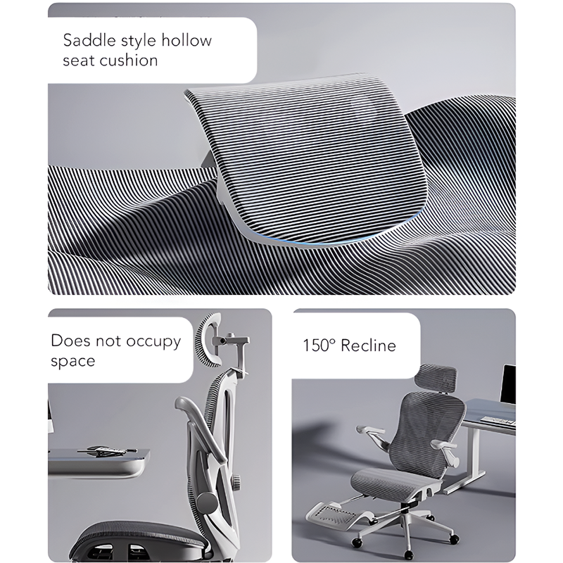 Ergonomic Mesh Office Chair with Headrest & Footrest – Reclining Computer Chair for Home Office & Gaming