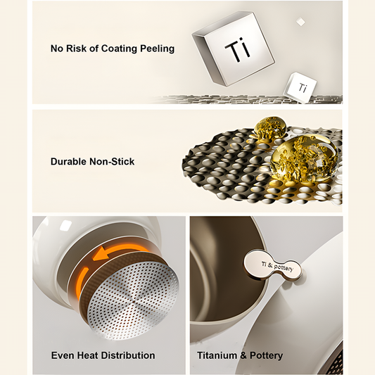 Ceramic-Coated Titanium Wok – Smoke-Free, Scratch-Resistant Cooking Pan