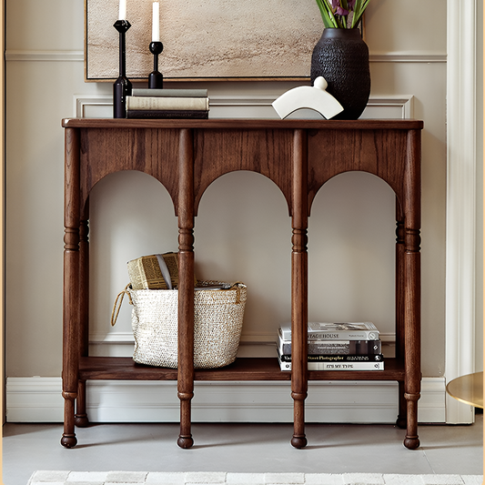 Solid Wood Retro Console Table – Entryway and Living Room Side Table