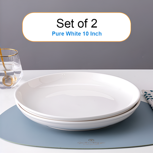 Set of 2 – Large Ceramic Serving Plate – Deep Round Dish