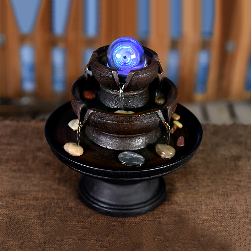 Desktop Water Fountain – Flowing Water Wealth Ornament for Home & Office | Circulating Tabletop Fountain