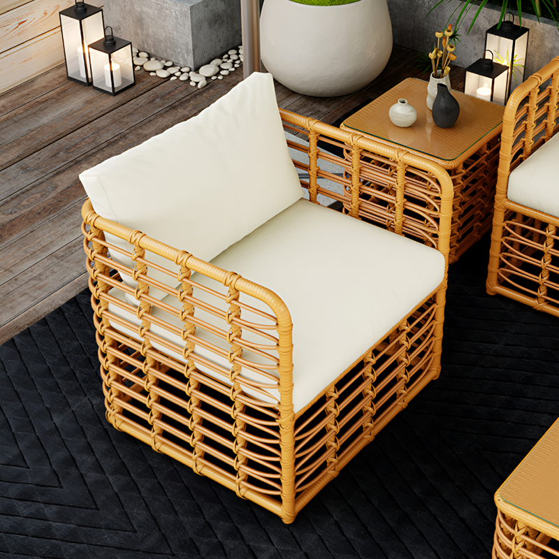 5-Piece Outdoor Rattan Sofa Set – Waterproof Patio Furniture with 3 Seater Sofa, 2 Armchairs, Coffee & Side Table – Garden Balcony Lounge