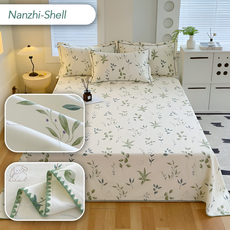 100% Cotton Coarse Cloth Summer Bedspread – Shell Edge Cool Mat & Linen Three-Piece Set – Great fit for Queen and King Beds