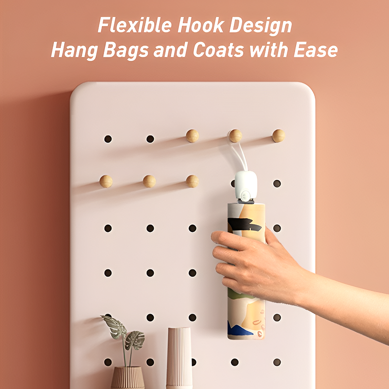 Sliding Full-Length Mirror with Pegboard Storage – 6 Hooks & 3 Display Shelves, Hidden Wall-Mount Design for Entryway or Bedroom