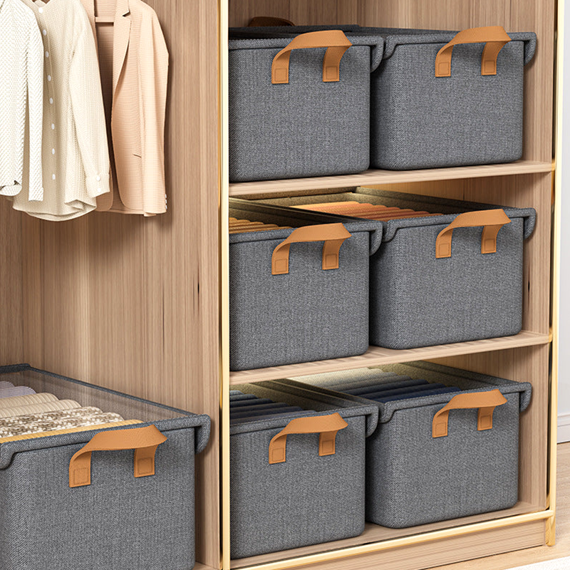 Large Fabric Clothes Storage Box with Lid – Foldable Drawer Organizer for Pants, Wardrobe, and Closet