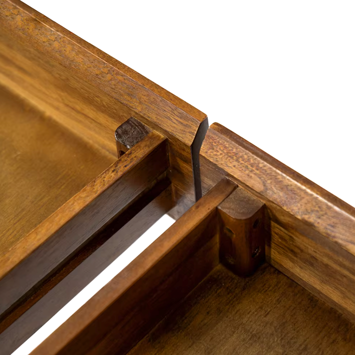 Modern Acacia Wood Writing Desk – 2 Drawer Industrial Home Office Table with Metal Legs