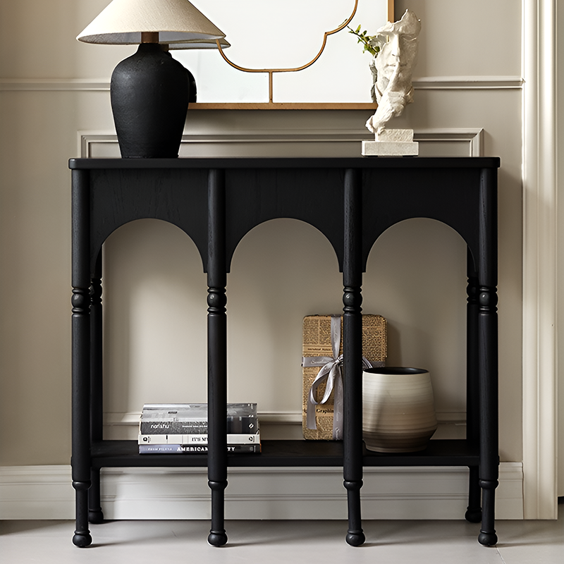 Solid Wood Retro Console Table – Entryway & Living Room Side Table