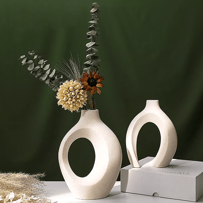 Snuggle - Modern Nordic Ceramic Vase - Abstract Minimalist Sculptural Design, Flower Holder for Home & Office Decor, European Light Luxury Style