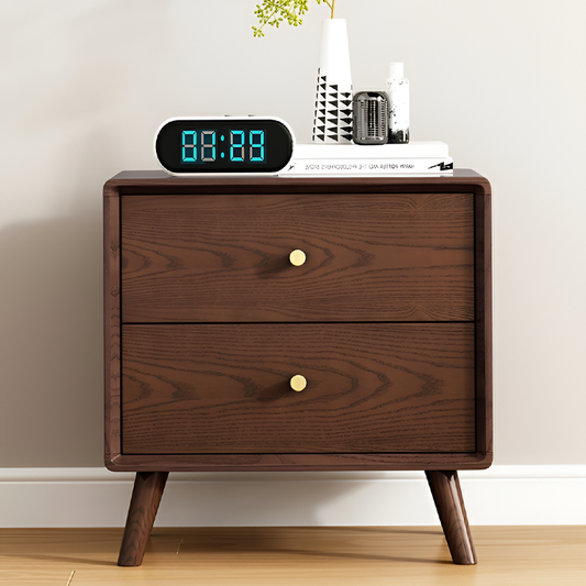 Nordic Solid Ash Wood Bedside Table – Modern Light Luxury Nightstand with Storage Cabinet