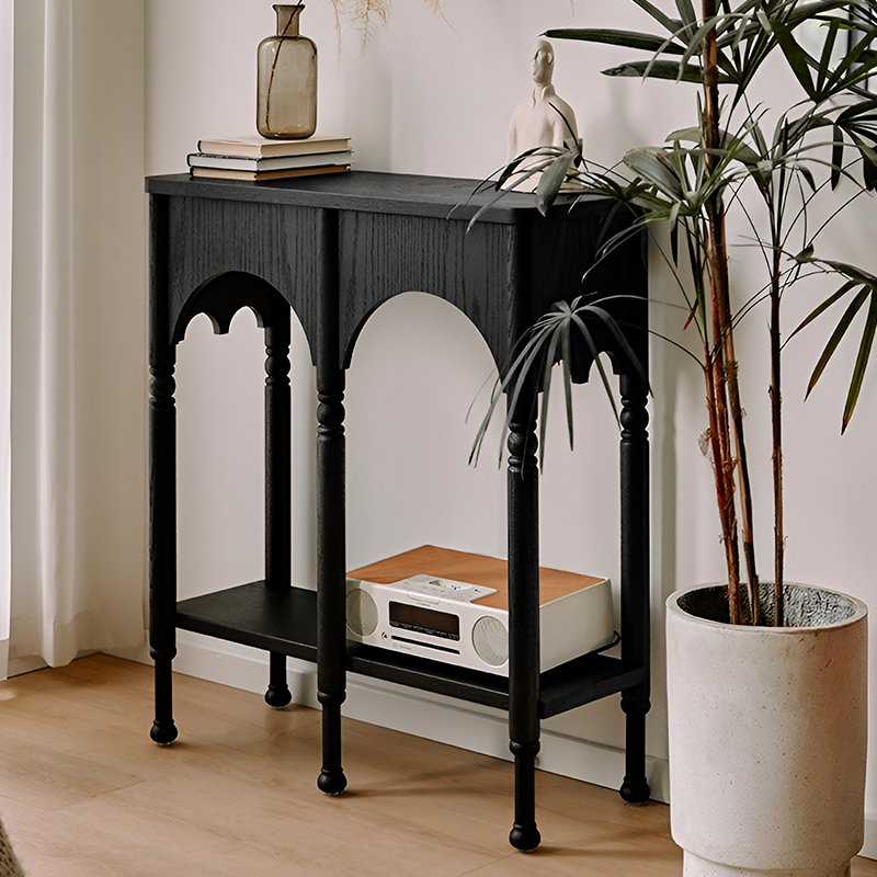 Solid Wood Retro Console Table – Entryway & Living Room Side Table
