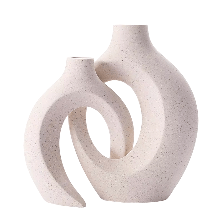 Snuggle - Modern Nordic Ceramic Vase - Abstract Minimalist Sculptural Design, Flower Holder for Home & Office Decor, European Light Luxury Style