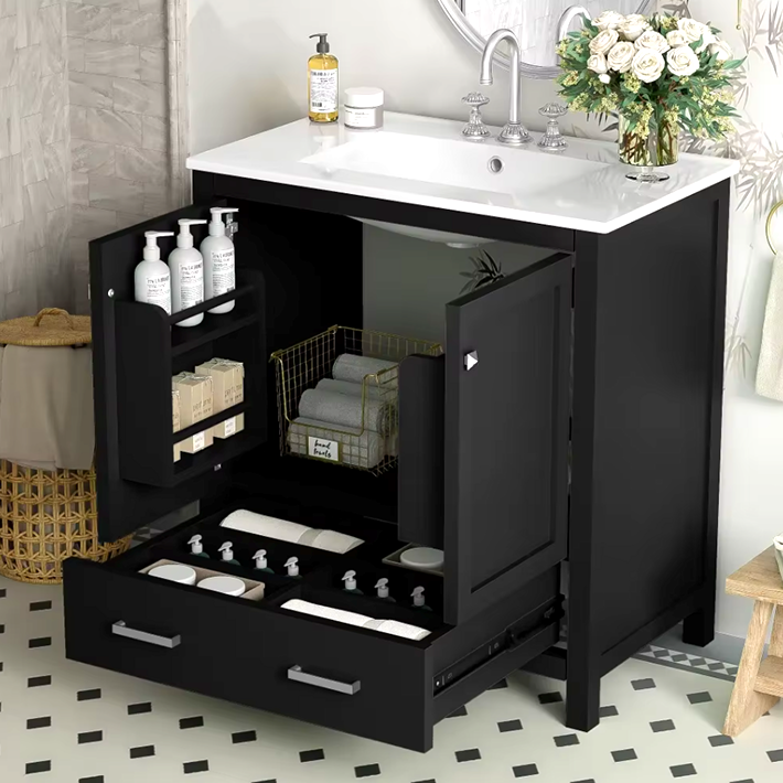 Modern Bathroom Vanity with Sink – Solid Wood Cabinet with Drawer & Soft-Close Doors, Undermount Combo Sink & Ample Storage