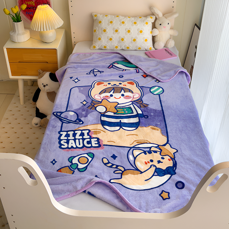 Soft Kids Cartoon Blanket – 100x140cm Toddler Throw for Nap, Travel & All Seasons – Cozy Plush Velvet for Boys & Girls