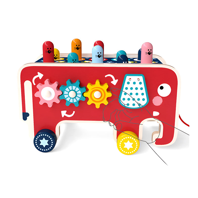 Wooden Whack-a-Gopher Toy – Fire Truck & Elephant Variants – Children’s Educational & Sensory Game