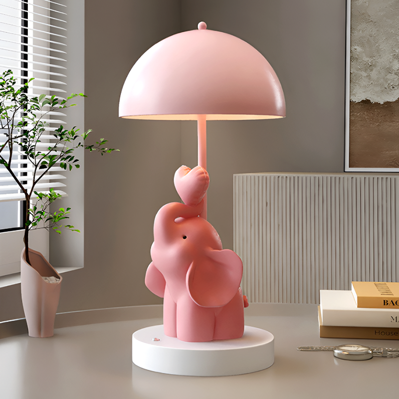 Elephant Table Lamp for Kids – Cute Bedside Night Light – Nursery & Bedroom Decor Gift