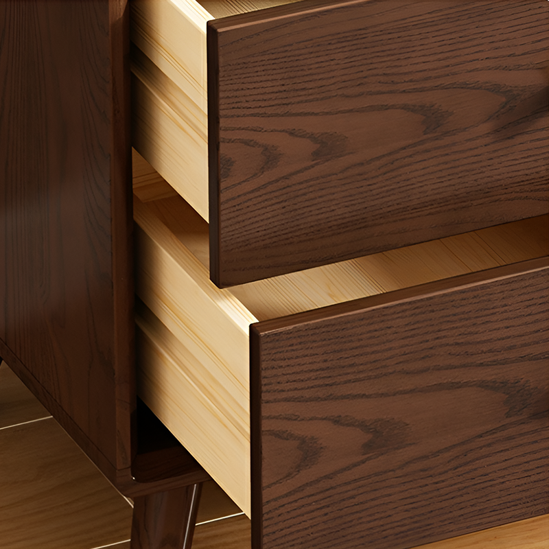 Nordic Solid Ash Wood Bedside Table – Modern Light Luxury Nightstand with Storage Cabinet