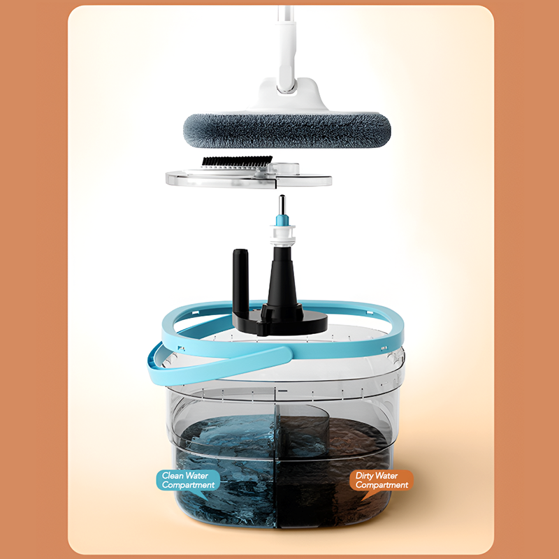 Self-Wringing Spin Mop with 5 Cotton Heads – Dual Water Tank Mop Bucket for Effortless Cleaning