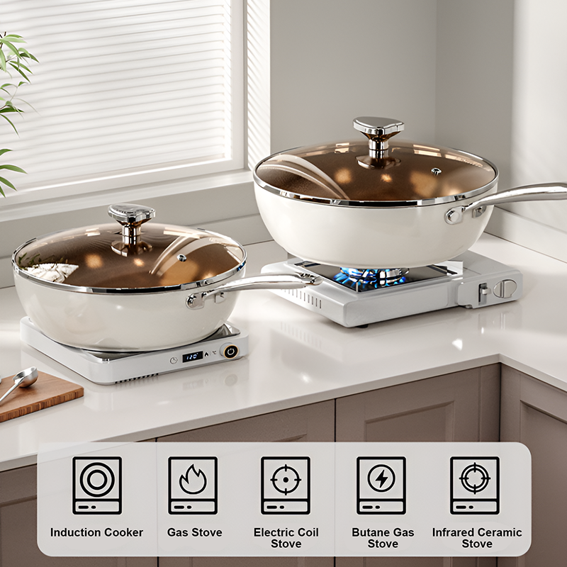 Ceramic-Coated Titanium Wok – Smoke-Free, Scratch-Resistant Cooking Pan