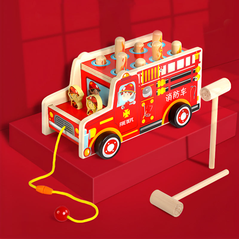 Wooden Whack-a-Gopher Toy – Fire Truck & Elephant Variants – Children’s Educational & Sensory Game