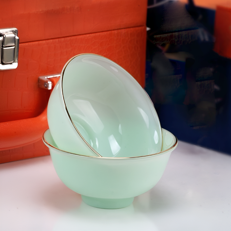6-Piece Jade Porcelain Bowl Set – Elegant Translucent Ceramic Tableware in 3 Sizes (4.4", 5.5", 6.5")