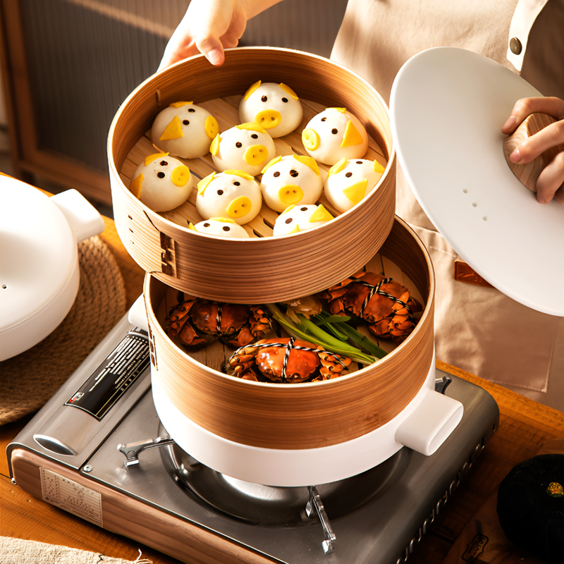 Double-Layer Ceramic Steamer Casserole – High-Temperature Resistant Soup & Steaming Pot for Gas & Open Flame Cooking