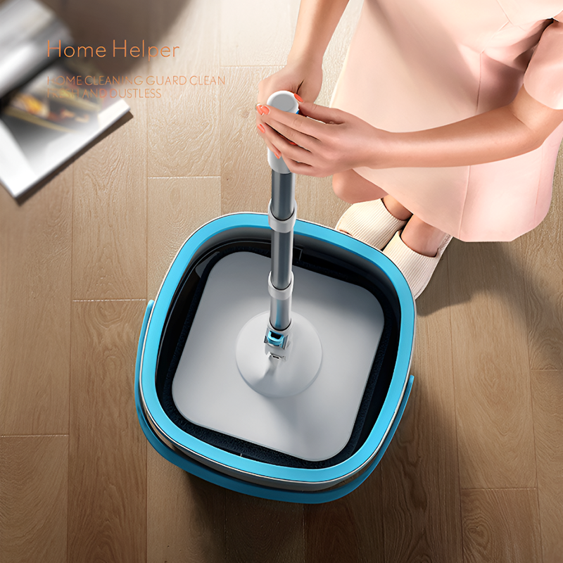Self-Wringing Spin Mop with 5 Cotton Heads – Dual Water Tank Mop Bucket for Effortless Cleaning